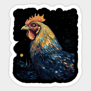 Starry Night Inspired Chicken Gifts Funny Chicken Sticker